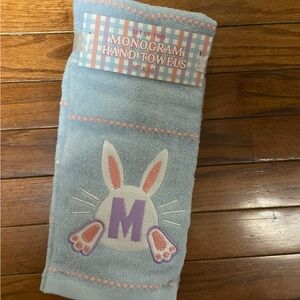Easter bunny monogram M hand towels. New!